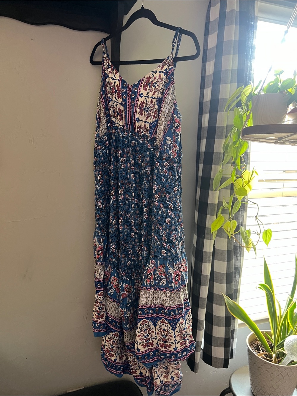 Boho Navy Floral Spaghetti-Strap Maxi Dress